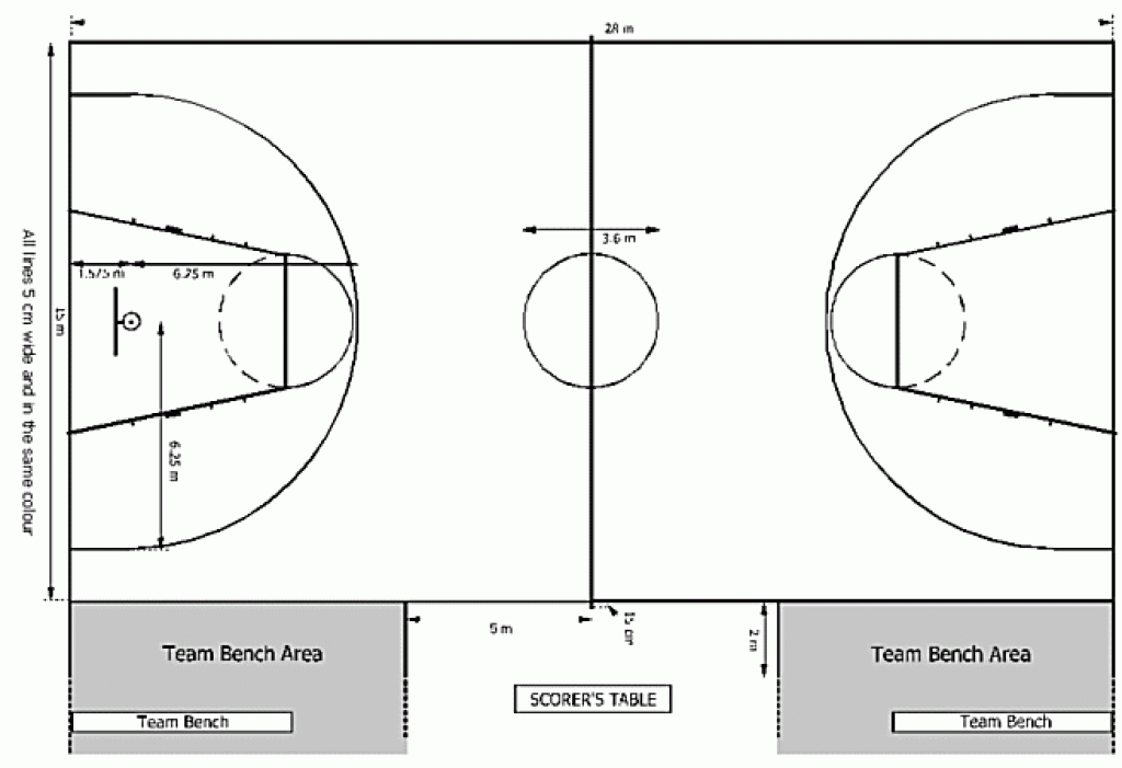 Баскетбольная площадка рисунок со всеми обозначениями
