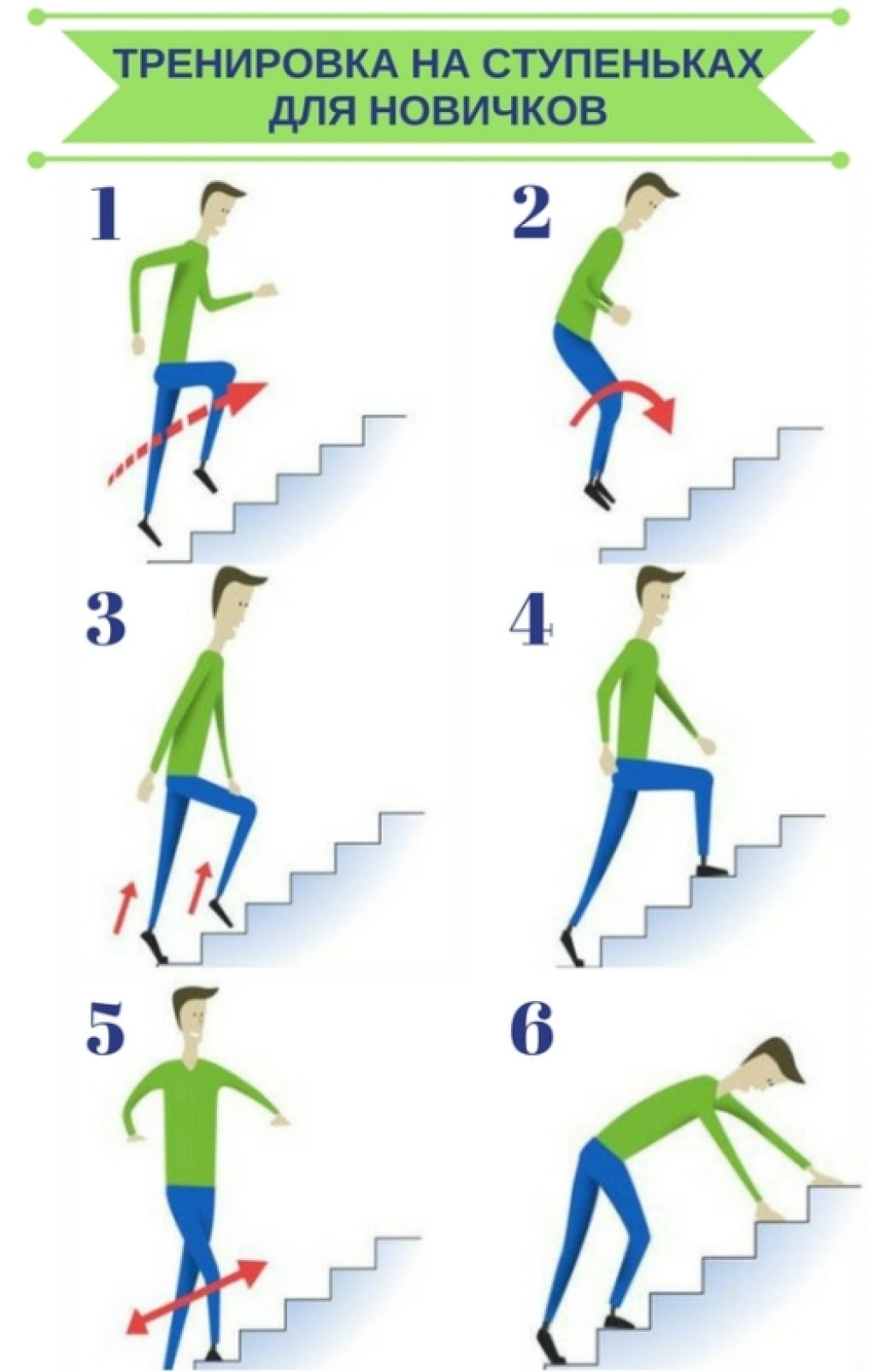 Упражнения на ступеньках лестницы для похудения