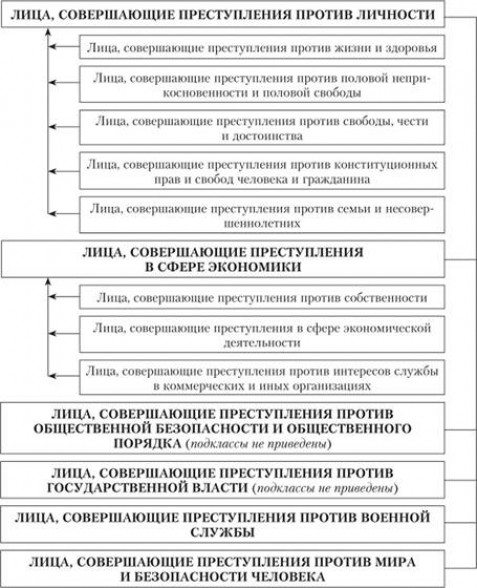 Структура классификации преступников